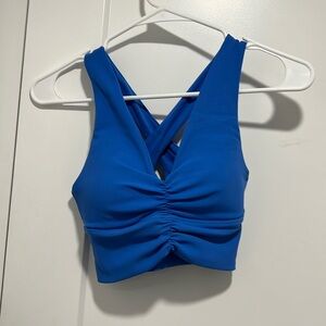 TLF bright blue cross back sports bra